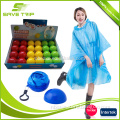 Display box packaging cheap price waterproof colorful PE raincoat rain poncho ball